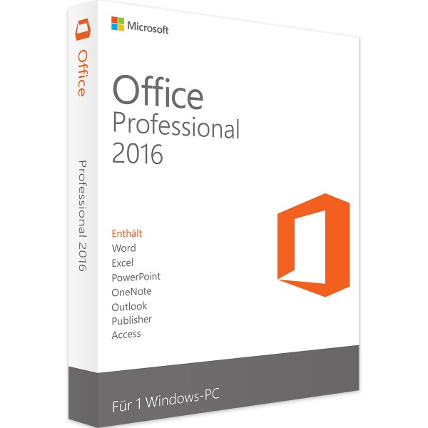 Microsoft Office 2016 Professional - Windows - Vollversion