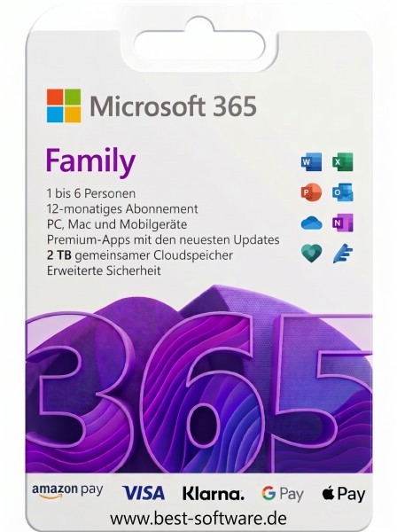 Microsoft Office 365 Family Windows/Mac, 6 Nutzer